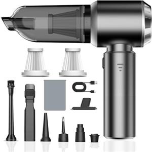 Kedifoai Aspirabriciole Senza Fili, 26000Pa 4 in 1 Aspirapolvere Auto Portatile,Aspiratore e Soffiatore con Motore Brushless,USB C Mini Aspirapolvere Potente per Auto Casa Ufficio Peli di Domestici