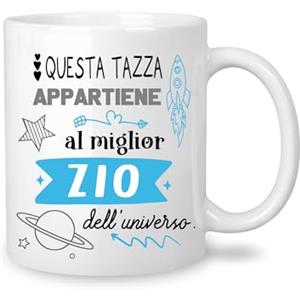 YufansdZio Tazza Caffè Ceramica 350 ML - al Miglior Zio dell'Universo - Regali per Nipote Fantastico