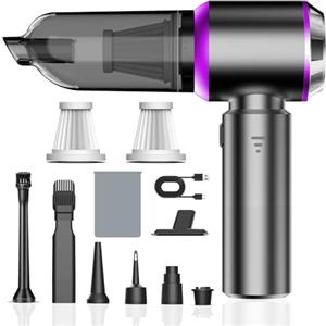 Kedifoai Aspirabriciole Senza Fili, 26000Pa 4 in 1 Aspirapolvere Auto Portatile,Aspiratore e Soffiatore con Motore Brushless,USB C Mini Aspirapolvere Potente per Auto Casa Ufficio Peli di Domestici