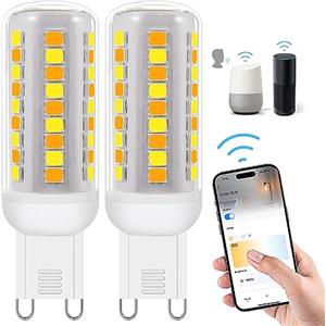I-SHUNFA Lampadine LED G9 intelligenti Wi-Fi, compatibili con Alexa /Google Home, AC 230V Stepless dimmerabile, 2700K-6500K, luminosità regolabile 1%-100%, 0,4-4W, 40LM-400LM, funzione timer,confezione da 2
