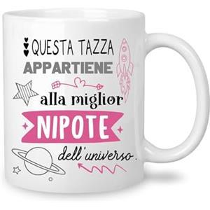 Yufansd Mug Tazza Nipote - aIla Miglior Nipote dell'Universo - Regali per Nipote Femmina Originale Regalo di Compleanno Festa della Mamma Natale per Nipote Tazza Caffè Ceramica 350 ML (Nipote-Donna)