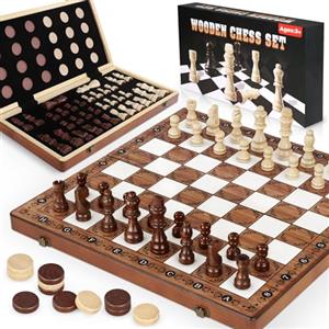 Perbabe Scacchiera in Legno, 39x39 cm Scacchiera Pieghevol Portatile Scacchi Magnetici per Bambini Adulti Festa di Viaggio