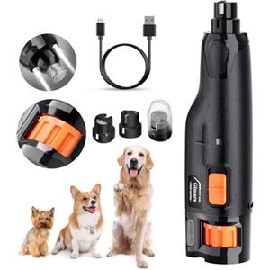 Gimars Affilaunghie per Cani, Regolabile, 6 velocità, 12000 Giri/min, 45 Db, Doppia Luce LED, Ricaricabile Tramite USB, 3 Porte, Lima per Unghie per Cani di Taglia Grande, Media e Piccola