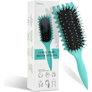 CNMTCCO Curl Hair Brush, Curl Brush, Curl Definire Styling Brush, Spazzola per capelli per combinare e modellare, Spazzola capelli ricci, Spazzola per capelli per districarsi per le donne (Green)