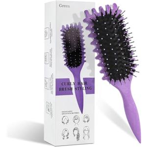 CNMTCCO Curl Hair Brush, Curl Brush, Curl Definire Styling Brush, Spazzola per capelli per combinare e modellare, Spazzola per cinghiale, Spazzola per capelli per districarsi per le donne (viola)