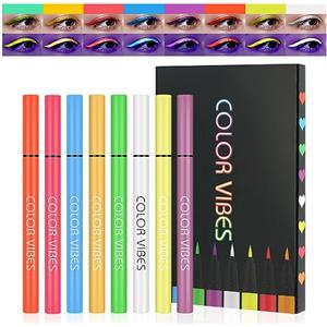 LOPHE Eyeliner Liquido Neon, 8 Colori Eyeliner Opaco Eyeliner Liquido Colorato a Lunga Durata e Cruelty Free, Set di Eyeliner Liquido Opaco Trucco Neon Colori Fluo, per Halloween e Natale
