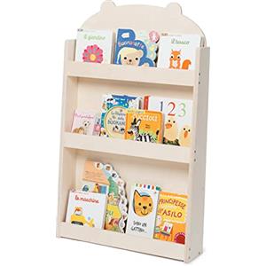 moblì dotty by moblì®| Libreria montessoriana frontale per bambini, educativa, in legno | Scaffali a 3 altezze | Progettata da esperti educatori | Prodotta in Toscana (Legno Naturale, Orsacchiotto)