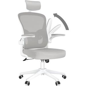 rattantree Sedia da Ufficio, Sedia Ufficio Scrivania con Poggiatesta Regolabile, Sedia Ergonomica per Computer con Braccioli Regolabili e Supporto Lombare per Home Office, Grigio