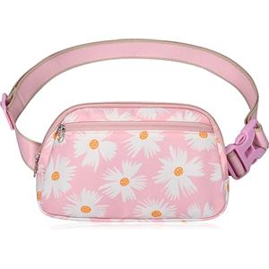 DMLuna Piccola borsa a tracolla da donna alla moda, leggera, per donne e uomini, mini marsupio con cinghia regolabile per corsa, allenamento, viaggi, Z - Margherita Rosa, Marsupio alla moda