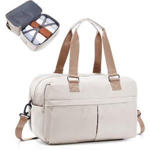 SEAFEW Borsone da Viaggio,Bagaglio a Mano 40x20x25 Ryanair Borsa da Viaggio Espandibile,Borsa da Cabina Ryanair 40x30x20 Borsa Sportiva Borsone da Palestra Borsa da Weekend,J1-marrone beige