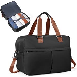 SEAFEW Borsone da Viaggio Grand,Bagaglio a Mano 45x36x20 Easyjet Borsa da Viaggio Espandibile, Borsa da Cabina per Easyjet 45x36x20 Borsa Sportiva Borsone da Palestra Borsa da Weekend,K5-Marrone-nero