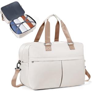 SEAFEW Borsone da Viaggio Grand,Bagaglio a Mano 45x36x20 Easyjet Borsa da Viaggio Espandibile, Borsa da Cabina per Easyjet 45x36x20 Borsa Sportiva Borsone da Palestra Borsa da Weekend,K1-marrone beige