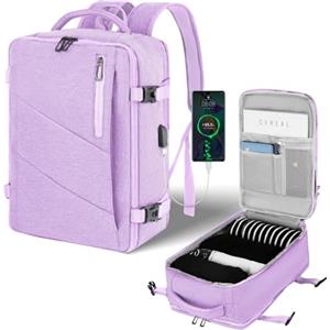 VOESLD Zaino per Ryanair 40x20x25, da Viaggio Aereo Bagaglio a Mano Viola per PC Donna Impermeabile, con Porta USB 20L