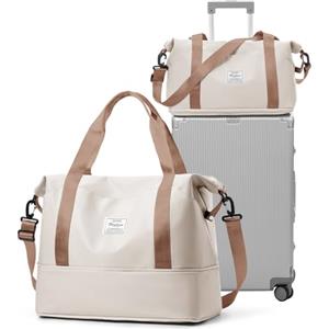 HPLQQ Borsone da Viaggio 40x20x25 per Ryanair Bagaglio a Mano 40x30x20, Borsa Sportiva Borsone da Palestra, Borsa da Weekend, Ospedale Parto, Danza Espandibile,A01-Beige-Marrone