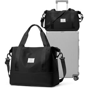 HPLQQ Borsone da Viaggio 40x20x25 per Ryanair Bagaglio a Mano 40x30x20, Borsa Sportiva Borsone da Palestra, Borsa da Weekend, Ospedale Parto, Danza Espandibile,A02-Nero