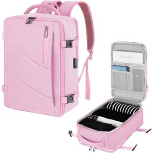 VOESLD Zaino per Ryanair 40x20x25, Zaino da Viaggio Aereo Bagaglio a Mano Porta PC Impermeabile per Tutte le Principali Compagnie Aeree, con Porta USB, Rosa 20L