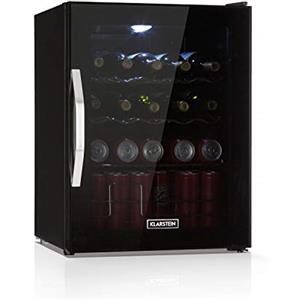 KLARSTEIN Mini Frigo da Camera per Birra, Frigo Portatile da Camera, Frigo Piccolo da Ufficio con Porta in Vetro, Mini Frigo Bar da Camera con Ripiani Rimovibili, 0-13°C, 60L