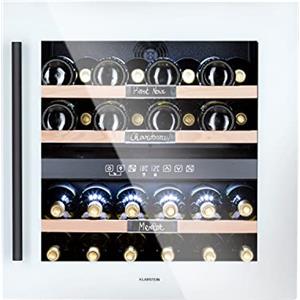 KLARSTEIN Cantinetta Vino Design, Cantinetta Vino Refrigerata a Zona Doppia per Vino Rosso, Bianco e Birra, Controlli Touch, Frigo Vino Cantinetta per Esterno/Interno, 5-22°C, 85L, 36 Bottiglie