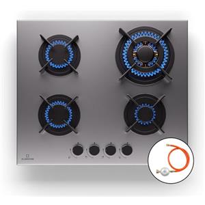 Klarstein Piano Cottura 4 Fuochi Gas, Piano Cottura a Gas Integrato 8000W, Piano Cottura 4 Fuochi Gas Incasso in Acciao Inox, Piano Cottura 4 Fuochi Gas per Wok, Piano Cottura a Gas 4 Fuochi