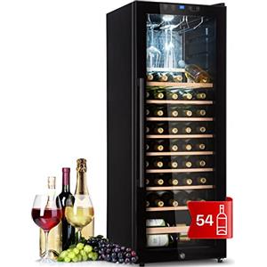 Klarstein Cantinetta Vino, Cantinetta Vino Refrigerata a Zona Singola per Interno/Esterni, Frigo Bar, Cantina Vino con Vetrina, Mini Bar con Protezione UV, Frigo Vino Touch, 4-18°C, 54 Bottiglie
