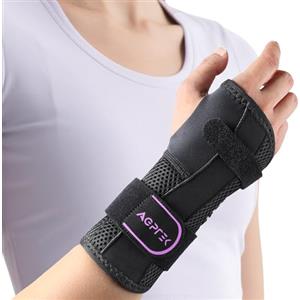 AGPTEK Tutore Polso Tunnel Carpale Nuovo - Fascia da Polso con Stecche di Supporto, Design a Strappo Facile da Indossare, Soluzione Conveniente per Dolore e Sostegno, Destro, L/XL, Viola
