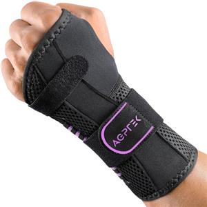 AGPTEK Tutore Polso Tunnel Carpale Nuovo - Fascia da Polso con Stecche di Supporto, Design a Strappo Facile da Indossare, Soluzione Conveniente per Dolore e Sostegno, Sinistro, L/XL, Viola