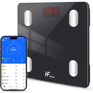 HomeFashion HF Bilancia Pesapersone, con 19 indici di composizione corporea Professionale Impedenziometrica Bluetooth Digitale con App Misura Peso, Massa Grassa, BMI (918 Bluetooth Black 1)