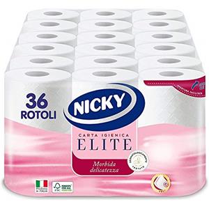 Nicky Elite Carta Igienica a 3 veli | Confezione da 4 Maxi Rotoli | 160 strappi per rotolo | Morbida e Resistente a contatto con la pelle| Dermatologicamente testata | Carta 100% certificata FSC®