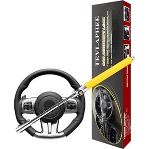 Tevlaphee Blocca Sterzo per Auto Antifurto di Bloccaggio Dispositivi Serratura dello Volante Universale Antifurto immobilizzatore con 3 Chiavi Bloccasterzo(Giallo)