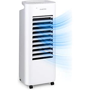 Klarstein Condizionatore Portatile 60W, 4in1 Climatizzatore Portatile, Raffrescatore d'Aria Silenzioso con Night Mode, Deumidificatore, Rinfrescatore, Ventilatore, Serbatoio da 6L, 330m³/h, Bianco