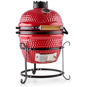 Klarstein Princesize Barbecue Kamado - Griglia in Ceramica da 2 cm, Funzione Affumicatore e Fuoco Lento, 11", Temperatura da 5° a 425°C, Termometro Esterno, Rosso