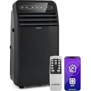 Klarstein Metrobreeze New York Smart 7k Condizionatore Portatile - 7000 BTU, 21-34 m², Controllo App & Telecomando, Classe A, Deumidificatore, Ventola 3 Velocità, Timer 24h, Silenzioso, Nero