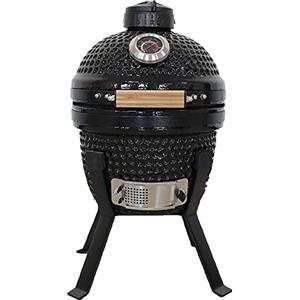KAMADO BONO KAMADOBONO - Barbecue Professionale Kamado Bono Picnic in Ceramica con Supporto da Pavimento, Barbecue Portatile a Carbonella, Fino a 3 Persone, Diametro 32 cm, Colore Nero