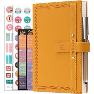 Goldaypln Agenda 2025-2026, formato A5, una pagina per giorno, agenda di metà anno, agenda 2025-2026 da luglio 2025 a giugno 2026, agenda mensile giornaliera con calendario, penna, portapenne, linguette mensili
