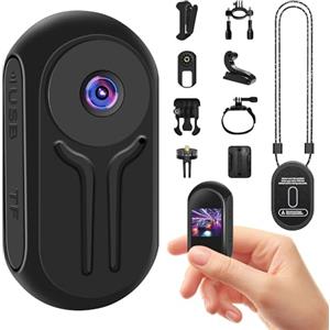 NinjaCam Mini Action Cam, Body Cam con Magnete, 1080P Wearable Action Camera con Schermo da 0,85 Pollici, Fotocamera da Moto con Accessori Multifunzionali, Mini Pov Camera, Telecamera Sportiva