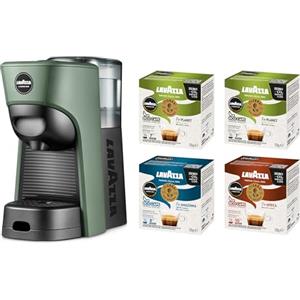Lavazza, A Modo Mio Macchina per Caffè Tiny Eco Verde con 64 Capsule ¡Tierra! Assortite, Macchina per Espresso in Plastica Riciclata, 1450 W, 220-240 V, 50/60 Hz, 0.6 Litri