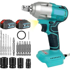 ANUPTTA 450 Nm, 18 V, 1/2, avvitatore a batteria senza spazzole per Makita [avvitatore a percussione a batteria + 2 batterie da 5500 mAh + caricabatterie]