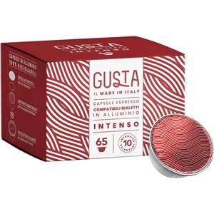 Bialetti Gusta Capsule in Alluminio - Gusto Intenso, Box da 65 Capsule, 100% Riciclabili, Intensità 10