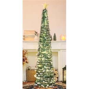 HMASYO Albero di Natale Artificiale a Paillettes Rosa Luminoso 150cm (1.5m) Sottile con Luci Integrate e Timer, Montaggio Istantaneo - Decorazione per Interni Casa, Appartamento, Veranda, Feste