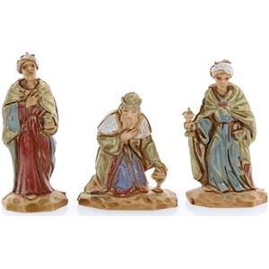 Moranduzzo Tris Re Magi Adatto a Presepe da 3,5 cm Scala 1:50 - MICRO 3,5 - Statuina Indistruttibile, Stile '700, Rifinita a Mano, Scultore M. Landi, Made in Italy