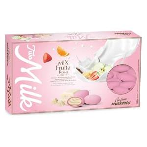 Maxtris Confetti Two Milk Mix Frutta Rosa - Cioccolato Bianco con Gusti Assortiti di Frutta, 1 Kg, Senza Glutine e Senza Olio di Palma