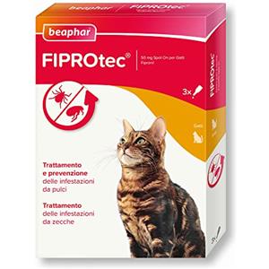 Beaphar FIPROtec Antiparassitario per Gatti, Protegge da Pulci e Zecche - In Confeziona da 3 Pipette