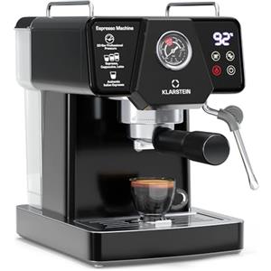 Klarstein Libeica - Macchina per Caffè Espresso, 19 Bar, 1350W, Acciaio Inox, Serbatoio da 1,8L, Ugello del Vapore, Touch Control, Per Caffè & Espresso in Polvere, Design Elegante