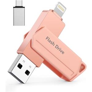 Snakwip Chiavetta USB per iPhone 256GB MFi Certified 3 in 1 Penna USB 3.0 Lightning chiavette USB c Photostick Pen Drive Pennetta per iPhone/iPad/iOS/Android/Mac/PC - Memoria Esterna(Rosa)