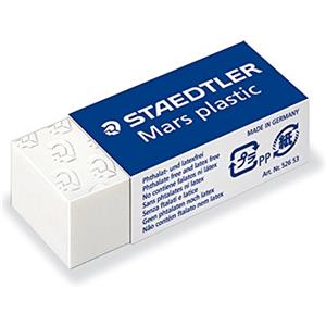 STAEDTLER Mars Plastic Mini Gomma per Cancellare Bianca - 43x19x13mm, Antistatica, Confezione da 30 Pezzi