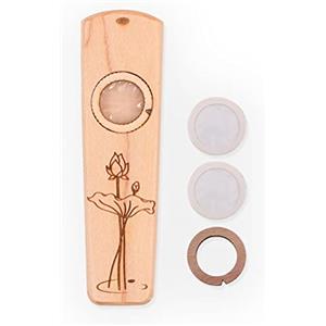 ANCLLO Wood Kazoo Portable Wooden Kazoo Guitar Ukulele Accompaniment Strumento a fiato con confezione regalo in metallo (A)