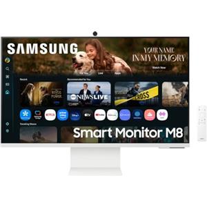 Samsung Smart Monitor M8 (S32FM801), Flat 32'', 3840x2160 (UHD 4K), Smart Hub con AI, Office 365, Gaming Hub, Speaker Integrati, Telecomando, WiFi, HDMI, USB-C