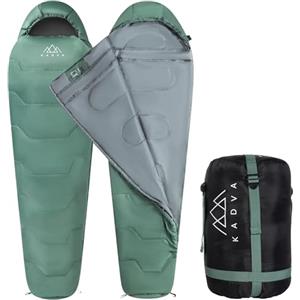 KADVA Sacco a pelo da campeggio Mumio, L 230 x 80 cm, sacco nanna invernale con cappuccio per la testa, temperatura comfort 4 gradi, ideale per l'inverno, alta conservazione del calore, tecnologia