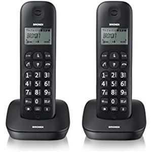 Brondi Gala Twin Telefono Cordless, Funzione ECO DECT, Nero