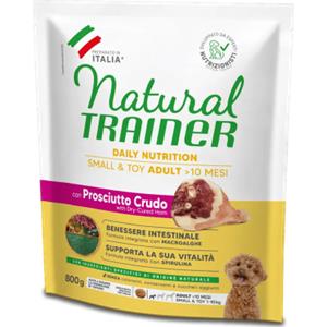 Natural Trainer Crocchette Prosciutto Crudo e Riso per Cani Adulto Small & Toy - 800g